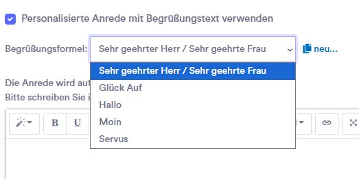 Mobile Agentur für Internet und Online Marketing aus Annaberg-Buchholz Newsletter Anrede-Funktion