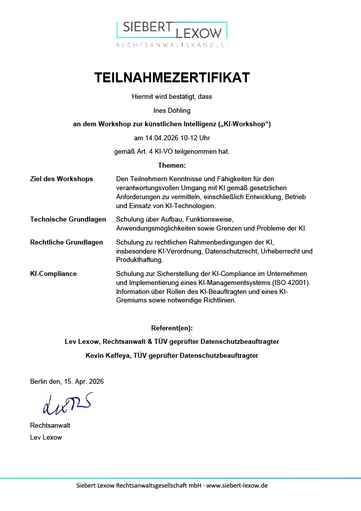 Zertifikat KI-Workshop